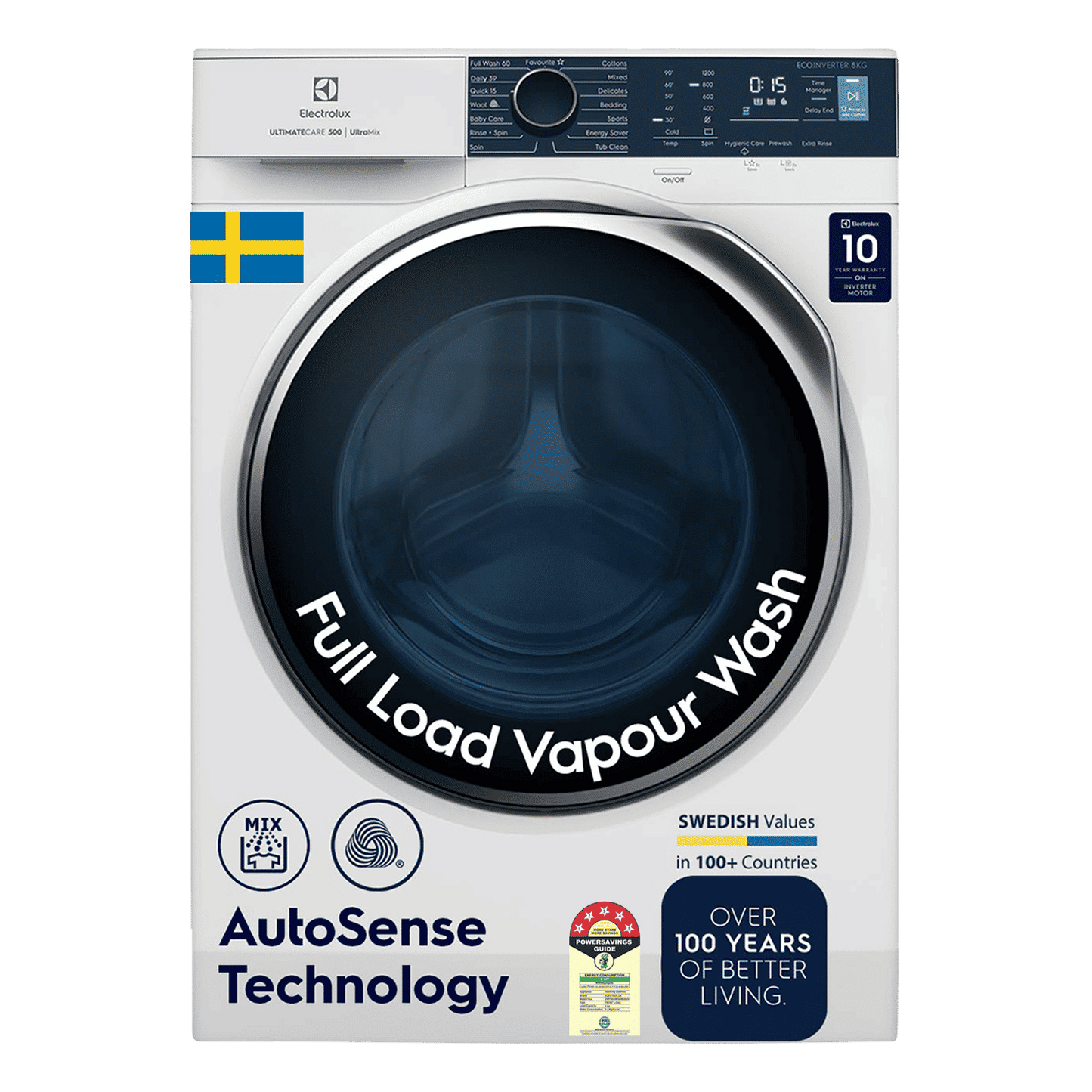 Electrolux 8 Kg 5 Star Fully Automatic Front Load Washing Machine (UltimateCare 500, EWF8024R5WB, UltraMix Technology, White)