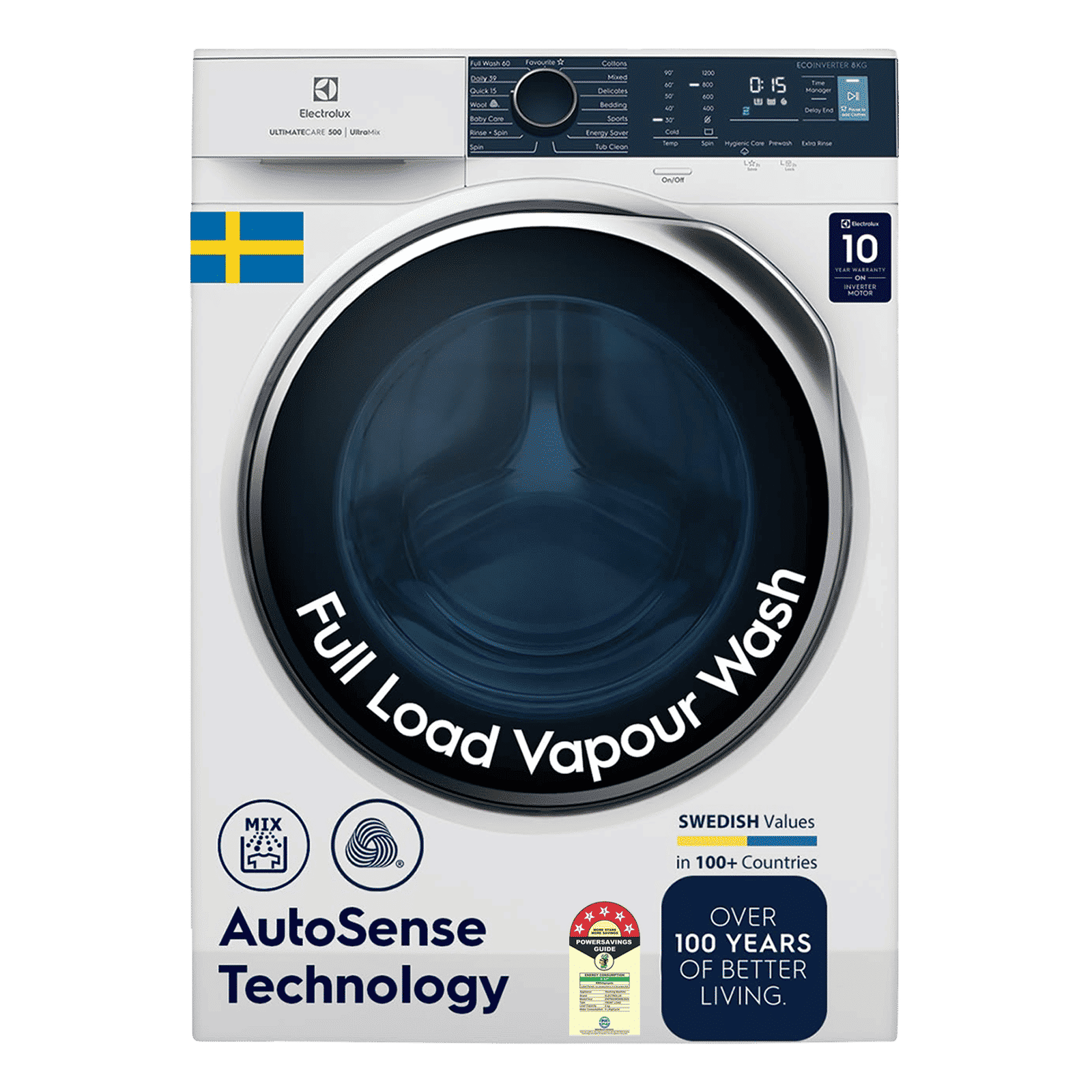 Electrolux 8 Kg 5 Star Fully Automatic Front Load Washing Machine (UltimateCare 500, EWF8024R5WB, UltraMix Technology, White)