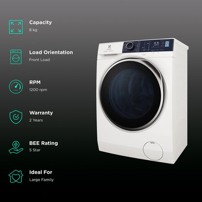 Electrolux 8 Kg 5 Star Fully Automatic Front Load Washing Machine (UltimateCare 500, EWF8024R5WB, UltraMix Technology, White)