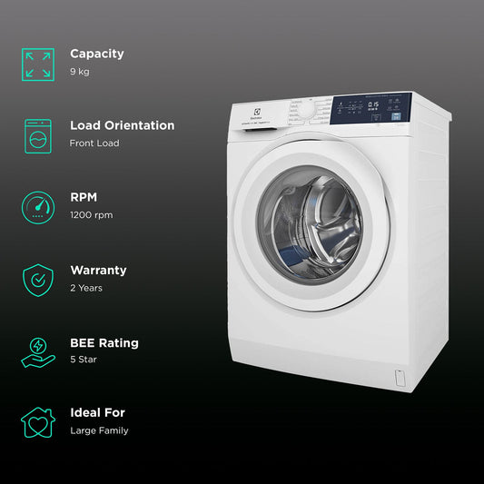 Electrolux 9 kg 5 Star Fully Automatic Front Load Washing Machine (UltimateCare 300, EWF9024D3WB, HygienicCare, White)