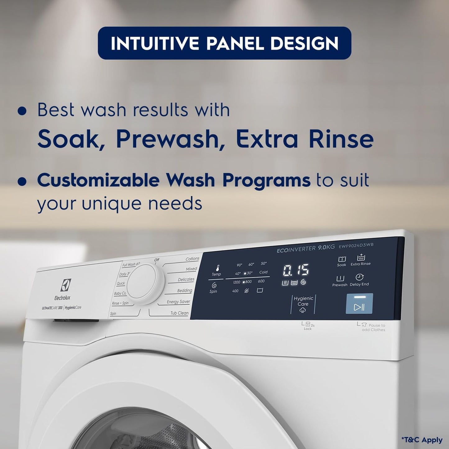 Electrolux 9 kg 5 Star Fully Automatic Front Load Washing Machine (UltimateCare 300, EWF9024D3WB, HygienicCare, White)