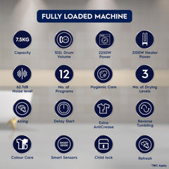 Electrolux UltimateCare 300 7.5 kg Fully Automatic Front Load Dryer (ReverseTumbling Function, EDV754H3WB, White)