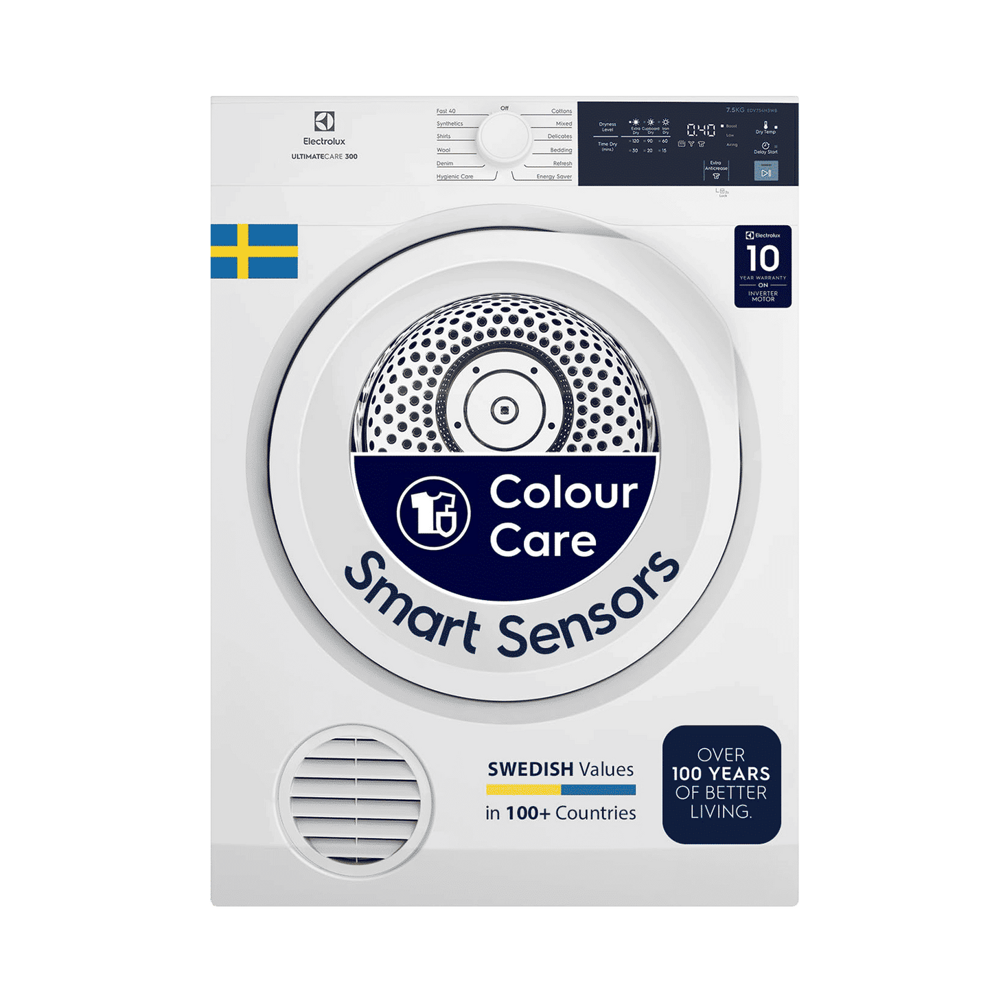 Electrolux 8.5 Kg Fully Automatic Front Load Dryer (UltimateCare 300, EDV854J3WB, ReverseTumbling, White)