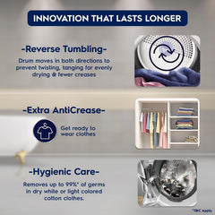 Electrolux 8.5 Kg Fully Automatic Front Load Dryer (UltimateCare 300, EDV854J3WB, ReverseTumbling, White)