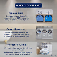 Electrolux 8.5 Kg Fully Automatic Front Load Dryer (UltimateCare 300, EDV854J3WB, ReverseTumbling, White)