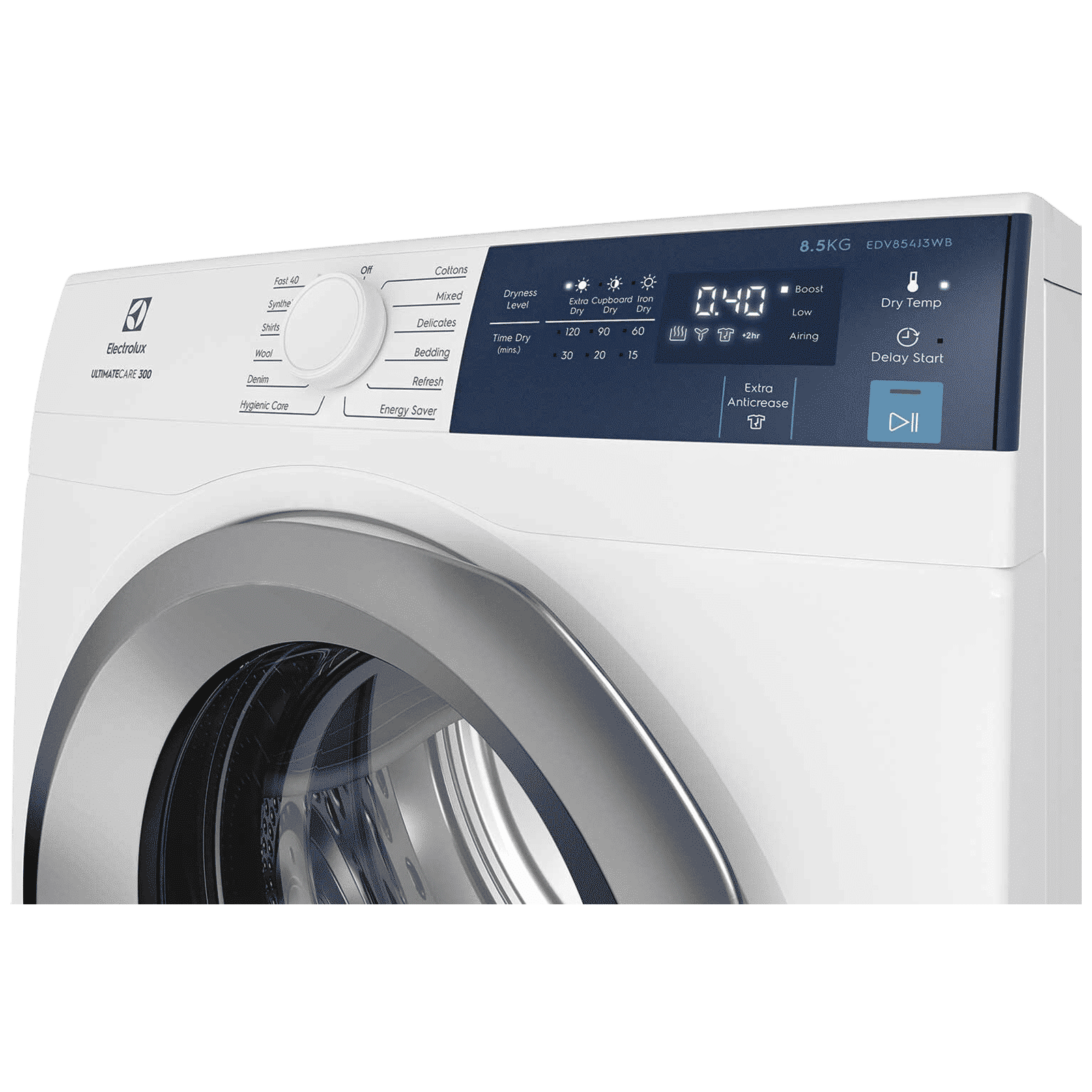 Electrolux 8.5 Kg Fully Automatic Front Load Dryer (UltimateCare 300, EDV854J3WB, ReverseTumbling, White)