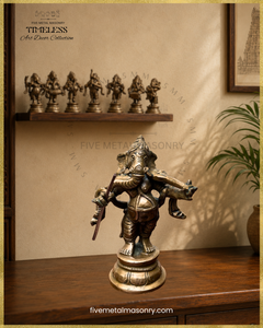 Musical Ganesha Set (7 icons)  - Panchaloha Bronze Icon - 5"- Timeless Collection