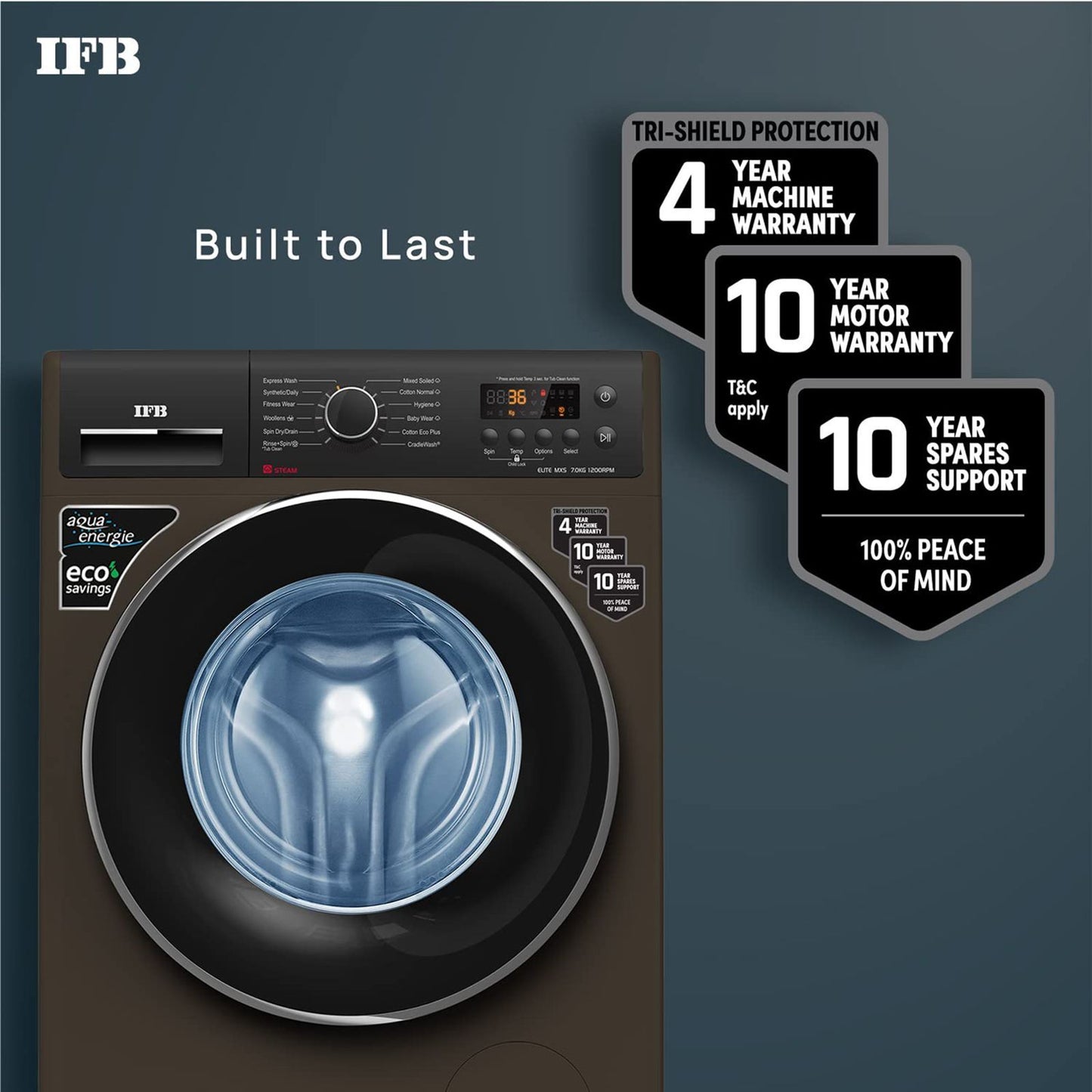 IFB 7 kg 5 Star Fully Automatic Front Load Washing Machine (Elite MXS 7012, Crescent Moon Drum, Mocha)