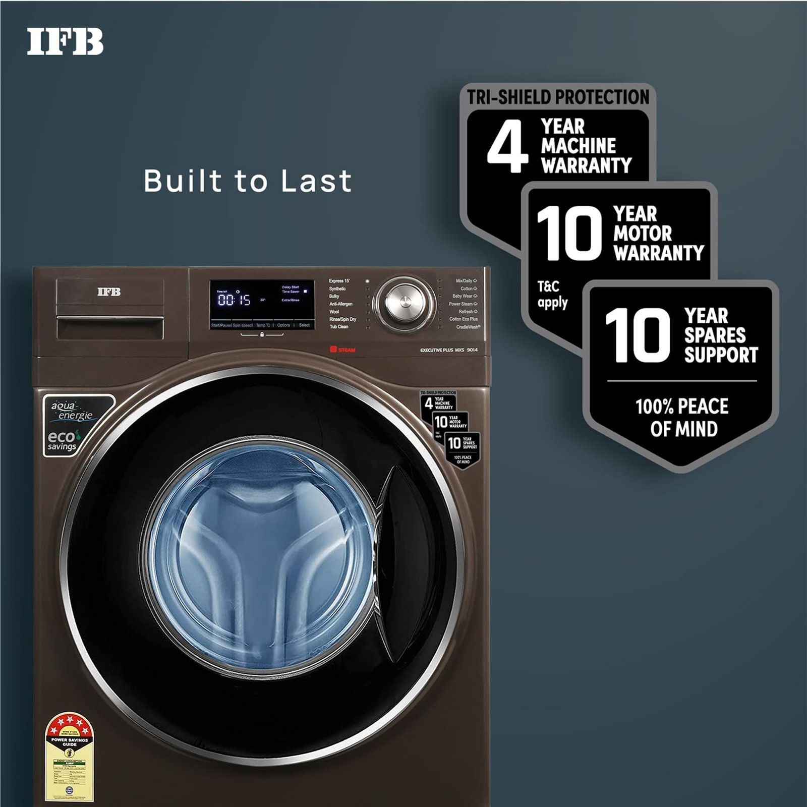 IFB 9 kg 5 Star Fully Automatic Front Load Washing Machine (Executive Plus MXS 9014, Crescent Moon Drum, Mocha)