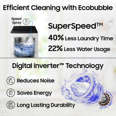 SAMSUNG 7 Kg 5 Star Inverter Fully Automatic Top Load Washing Machine (WA70BG4545BGTL, Ecobubble Technology, Light Grey)