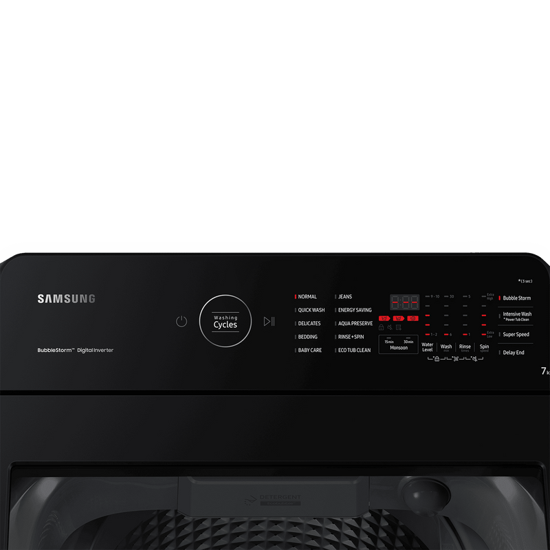 SAMSUNG 7 Kg 5 Star Inverter Fully Automatic Top Load Washing Machine (WA70BG4545BGTL, Ecobubble Technology, Light Grey)
