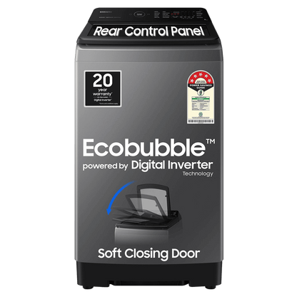 SAMSUNG 9 Kg 5 Star Inverter Fully Automatic Top Load Washing Machine (WA90BG4542BDTL, Diamond Drum, Dark Grey)