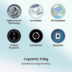 SAMSUNG 9 Kg 5 Star Inverter Fully Automatic Top Load Washing Machine (WA90BG4542BDTL, Diamond Drum, Dark Grey)