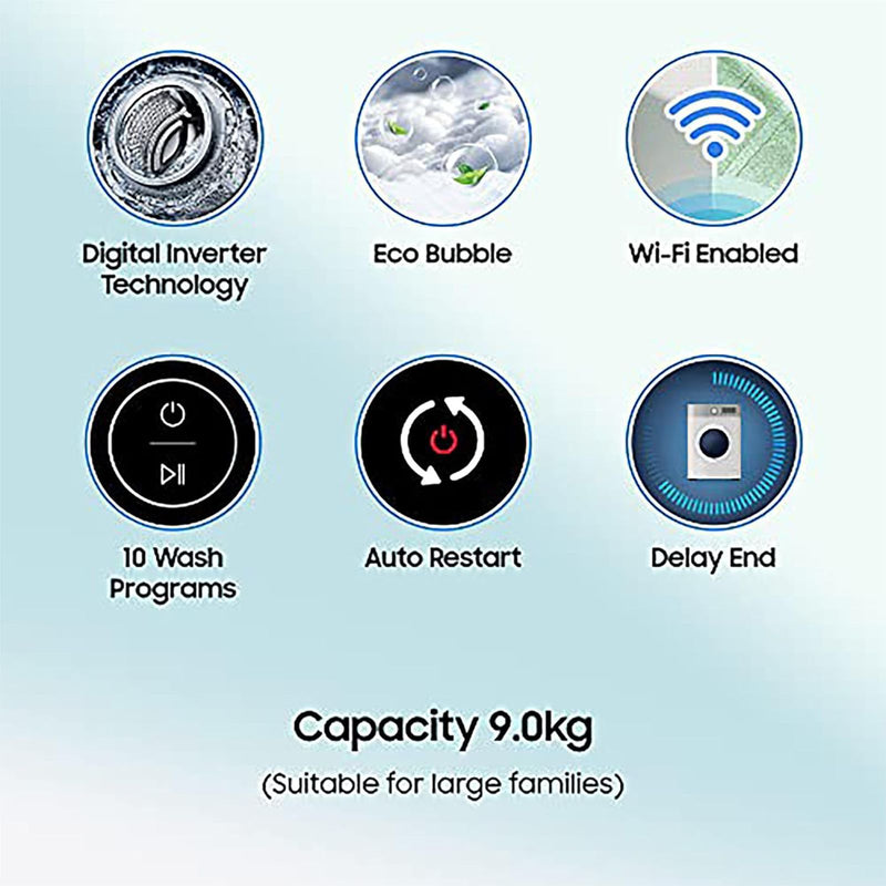 SAMSUNG 9 Kg 5 Star Inverter Fully Automatic Top Load Washing Machine (WA90BG4542BDTL, Diamond Drum, Dark Grey)