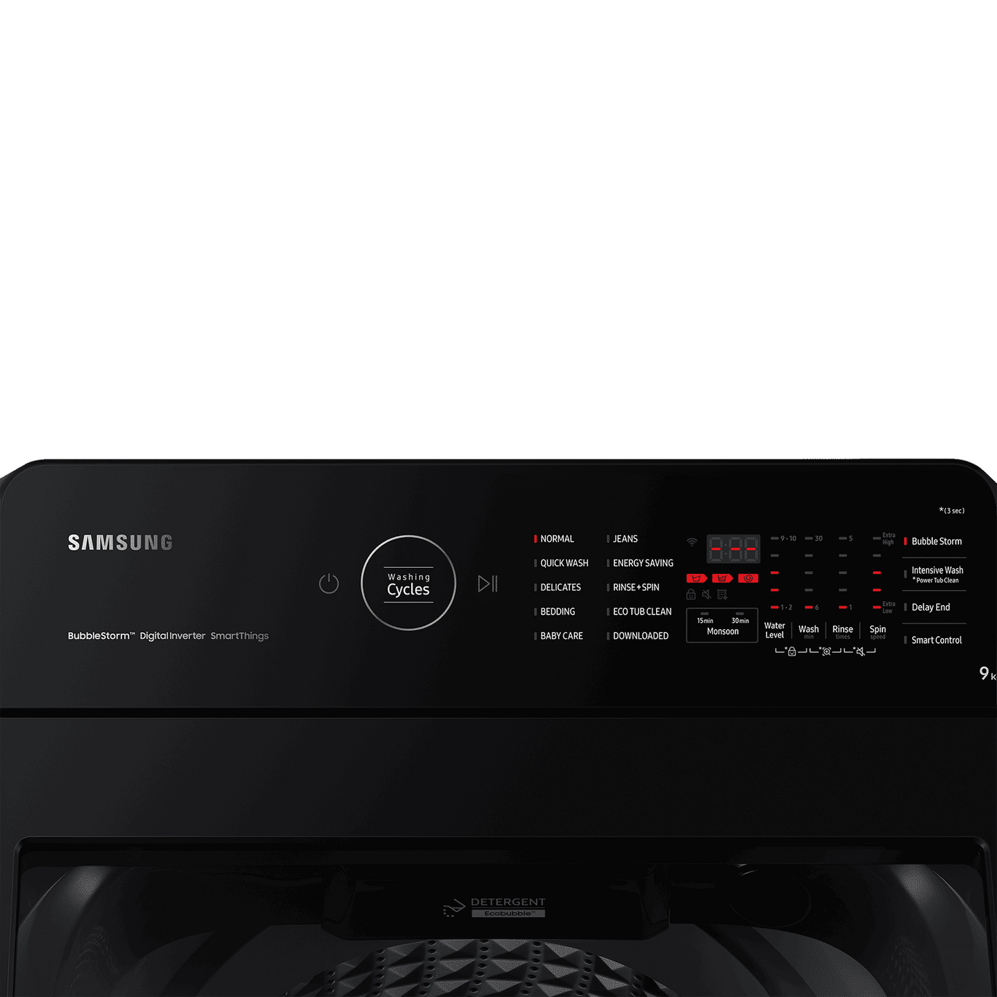 SAMSUNG 9 Kg 5 Star Inverter Fully Automatic Top Load Washing Machine (WA90BG4542BDTL, Diamond Drum, Dark Grey)