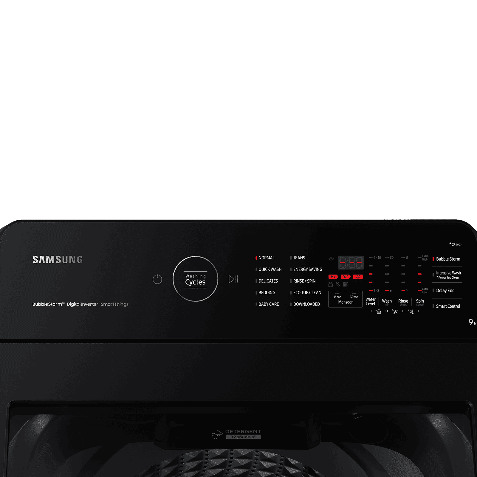 SAMSUNG 9 Kg 5 Star Inverter Fully Automatic Top Load Washing Machine (WA90BG4542BDTL, Diamond Drum, Dark Grey)