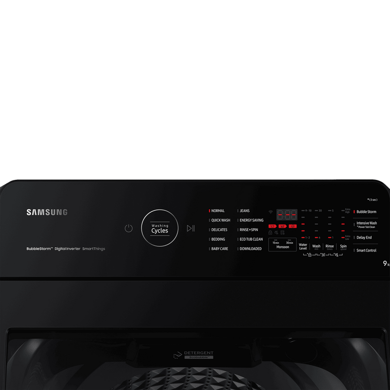 SAMSUNG 9 Kg 5 Star Inverter Fully Automatic Top Load Washing Machine (WA90BG4542BDTL, Diamond Drum, Dark Grey)