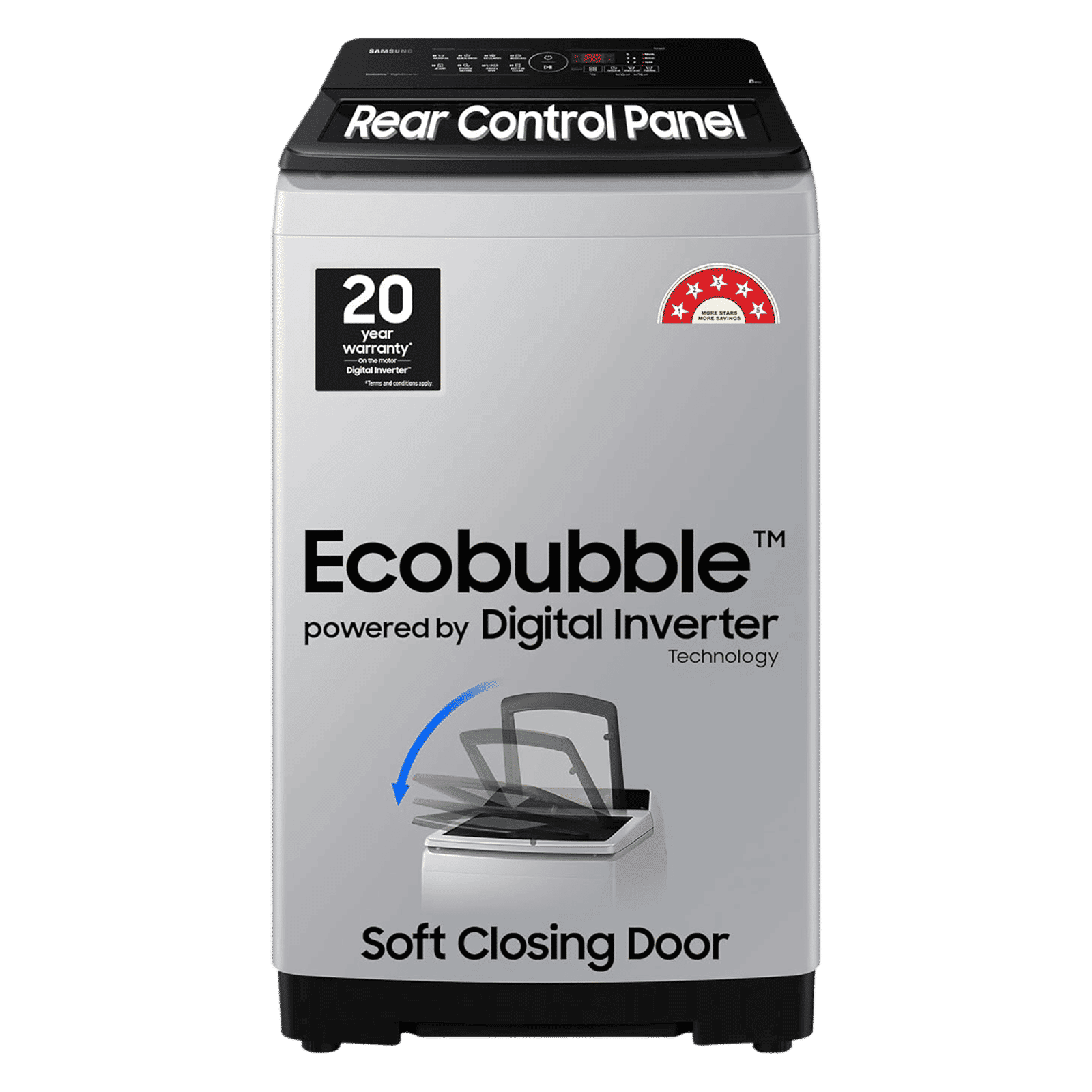 SAMSUNG 8 Kg 5 Star Inverter Fully Automatic Top Load Washing Machine (WA80BG4441BGTL, Diamond Drum, Light Grey)