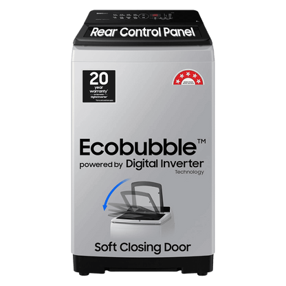 SAMSUNG 8 Kg 5 Star Inverter Fully Automatic Top Load Washing Machine (WA80BG4441BGTL, Diamond Drum, Light Grey)