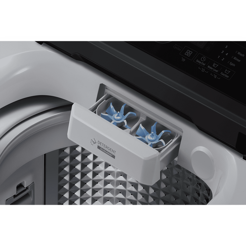 SAMSUNG 8 Kg 5 Star Inverter Fully Automatic Top Load Washing Machine (WA80BG4441BGTL, Diamond Drum, Light Grey)