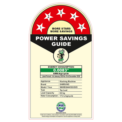 SAMSUNG 8 Kg 5 Star Inverter Fully Automatic Top Load Washing Machine (WA80BG4441BGTL, Diamond Drum, Light Grey)