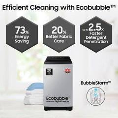 SAMSUNG 8 Kg 5 Star Inverter Fully Automatic Top Load Washing Machine (WA80BG4441BGTL, Diamond Drum, Light Grey)