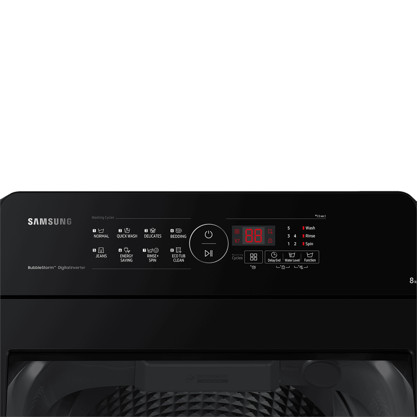 SAMSUNG 8 Kg 5 Star Inverter Fully Automatic Top Load Washing Machine (WA80BG4441BGTL, Diamond Drum, Light Grey)