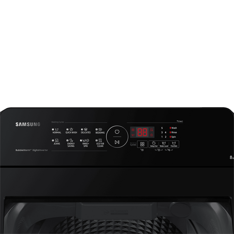 SAMSUNG 8 Kg 5 Star Inverter Fully Automatic Top Load Washing Machine (WA80BG4441BGTL, Diamond Drum, Light Grey)
