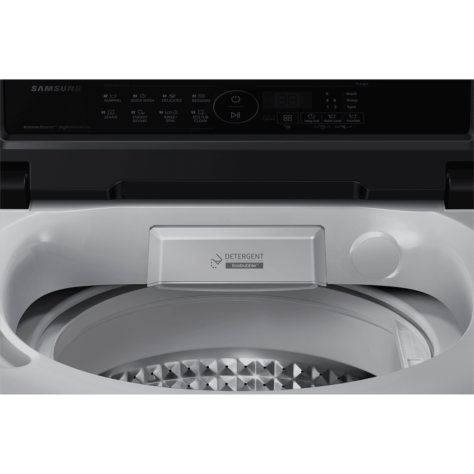 SAMSUNG 8 Kg 5 Star Inverter Fully Automatic Top Load Washing Machine (WA80BG4441BGTL, Diamond Drum, Light Grey)