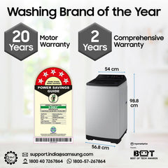SAMSUNG 8 Kg 5 Star Inverter Fully Automatic Top Load Washing Machine (WA80BG4545BYTL, Ecobubble Technology, Lavender Grey)