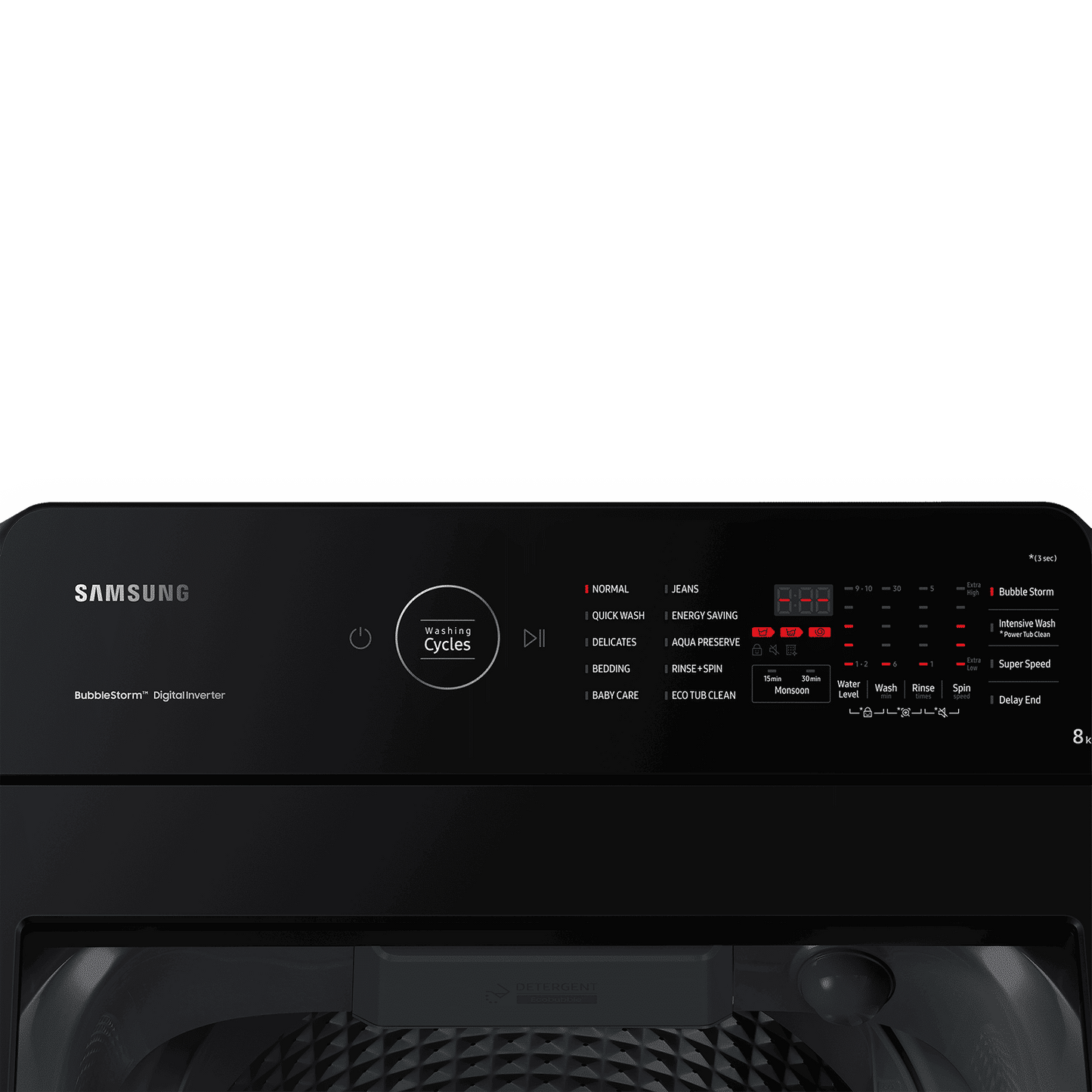 SAMSUNG 8 Kg 5 Star Inverter Fully Automatic Top Load Washing Machine (WA80BG4545BYTL, Ecobubble Technology, Lavender Grey)