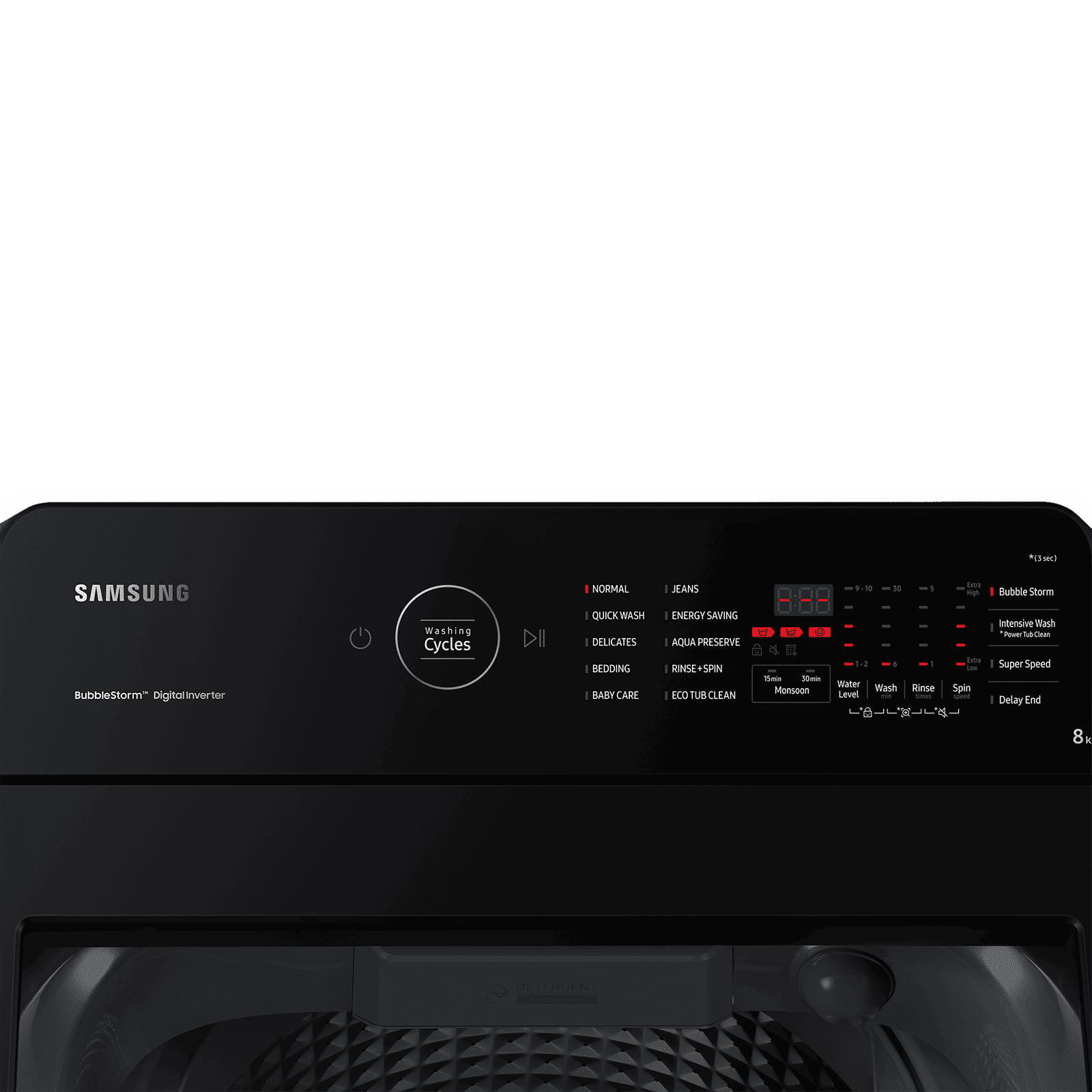 SAMSUNG 8 Kg 5 Star Inverter Fully Automatic Top Load Washing Machine (WA80BG4545BYTL, Ecobubble Technology, Lavender Grey)