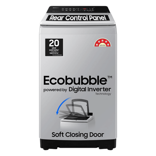 SAMSUNG 7 Kg 5 Star Inverter Fully Automatic Top Load Washing Machine (WA70BG4441YYTL, Ecobubble Technology, Lavender Grey)