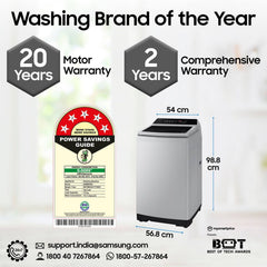 SAMSUNG 7 Kg 5 Star Inverter Fully Automatic Top Load Washing Machine (WA70BG4441YYTL, Ecobubble Technology, Lavender Grey)