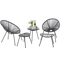 Lung Outdoor Patio Seating Set 2 Chairs and 1 Table Set (Black)