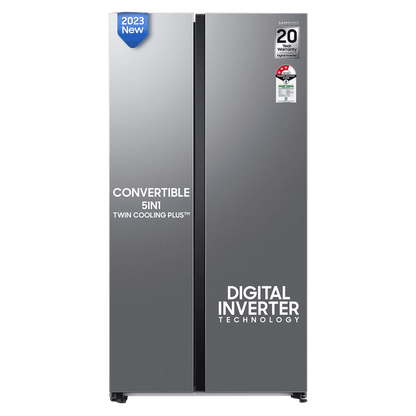 SAMSUNG 653 Litres 3 Star Auto Defrost Side by Side Refrigerator with Twin Cooling Plus (RS76CG8113SLHL, EZ Clean Steel)