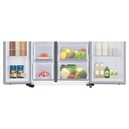 SAMSUNG 653 Litres 3 Star Auto Defrost Side by Side Refrigerator with Twin Cooling Plus (RS76CG8113SLHL, EZ Clean Steel)
