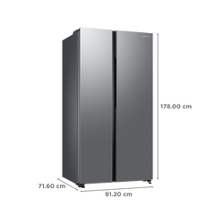 SAMSUNG 653 Litres 3 Star Auto Defrost Side by Side Refrigerator with Twin Cooling Plus (RS76CG8113SLHL, EZ Clean Steel)
