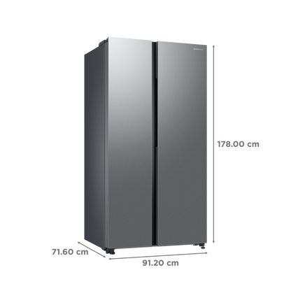 SAMSUNG 653 Litres 3 Star Auto Defrost Side by Side Refrigerator with Twin Cooling Plus (RS76CG8113SLHL, EZ Clean Steel)