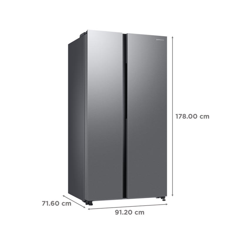 SAMSUNG 653 Litres 3 Star Auto Defrost Side by Side Refrigerator with Twin Cooling Plus (RS76CG8113SLHL, EZ Clean Steel)