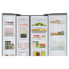 SAMSUNG 653 Litres 3 Star Auto Defrost Side by Side Refrigerator with Twin Cooling Plus (RS76CG8113SLHL, EZ Clean Steel)