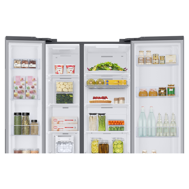 SAMSUNG 653 Litres 3 Star Auto Defrost Side by Side Refrigerator with Twin Cooling Plus (RS76CG8113SLHL, EZ Clean Steel)