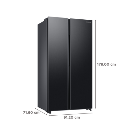 SAMSUNG 653 Litres 3 Star Side by Side Refrigerator with AI Energy Mode (RS76CG8113B1HL, Black DOI)
