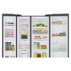 SAMSUNG 653 Litres 3 Star Auto Defrost Side by Side Refrigerator with Twin Cooling Plus (RS76CB811312HL, Clean White)