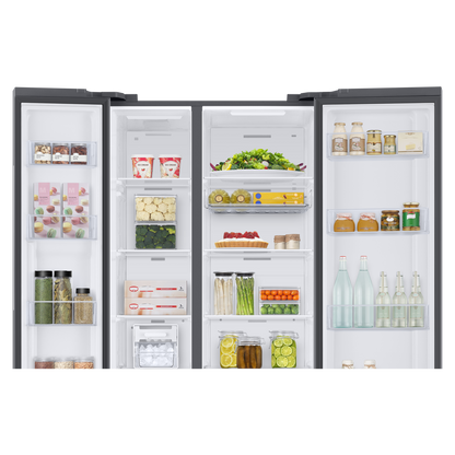 SAMSUNG 653 Litres 3 Star Auto Defrost Side by Side Refrigerator with Twin Cooling Plus (RS76CB811312HL, Clean White)