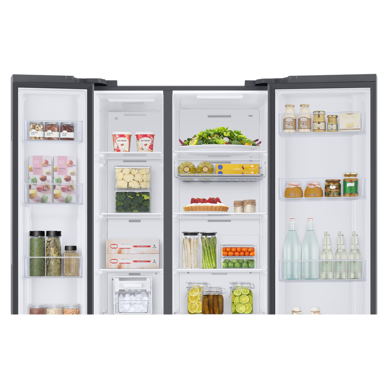 SAMSUNG 653 Litres 3 Star Auto Defrost Side by Side Refrigerator with Twin Cooling Plus (RS76CB811312HL, Clean White)