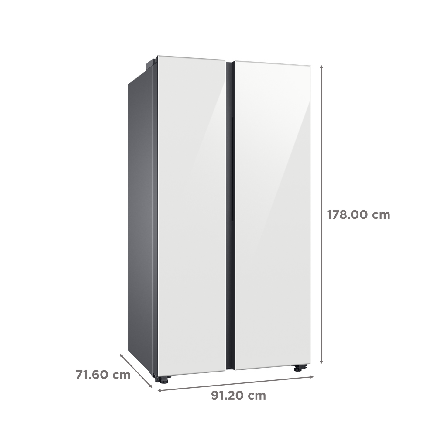 SAMSUNG 653 Litres 3 Star Auto Defrost Side by Side Refrigerator with Twin Cooling Plus (RS76CB811312HL, Clean White)