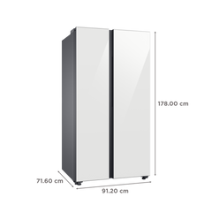 SAMSUNG 653 Litres 3 Star Auto Defrost Side by Side Refrigerator with Twin Cooling Plus (RS76CB811312HL, Clean White)