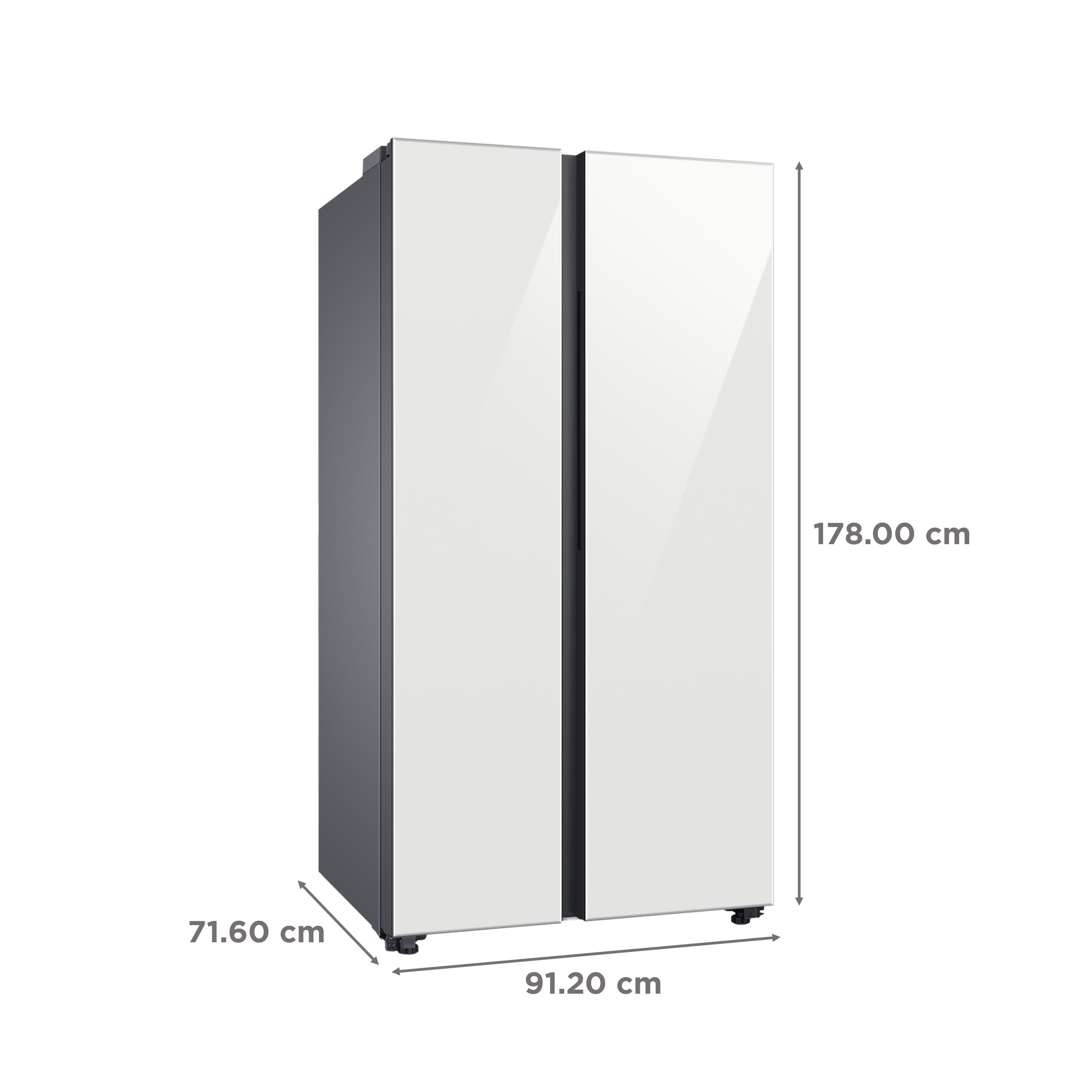 SAMSUNG 653 Litres 3 Star Auto Defrost Side by Side Refrigerator with Twin Cooling Plus (RS76CB811312HL, Clean White)