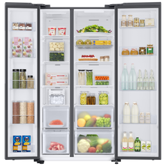 SAMSUNG 653 Litres 3 Star Auto Defrost Side by Side Refrigerator with Twin Cooling Plus (RS76CB811312HL, Clean White)